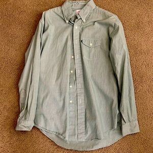 Brooks Brothers shirt men’s medium size green and white stripes